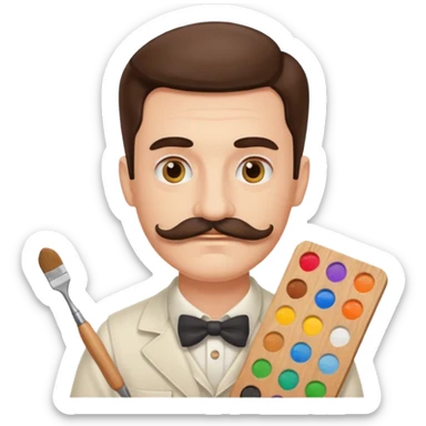 artist with a palette and a moustache sticker
