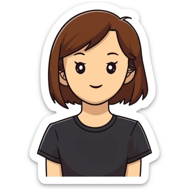 Brown straight-haired girl wearing black top sticker