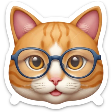 cute girl cat with big, super thin-framed glasses sticker