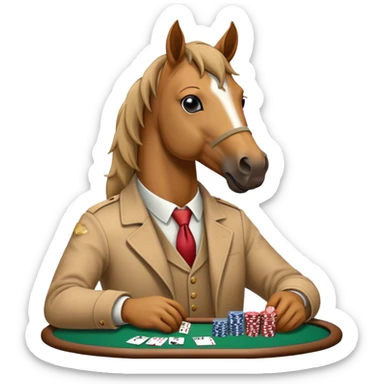 horse playing poker sticker