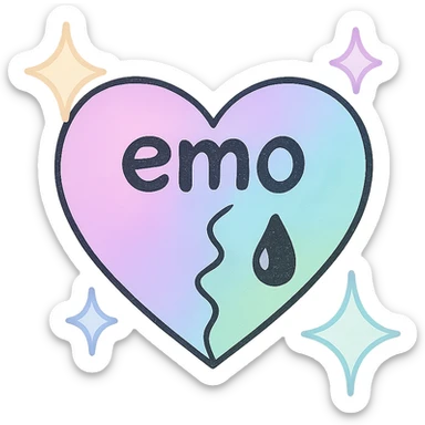 emo heart with sparkles, pastel colors sticker