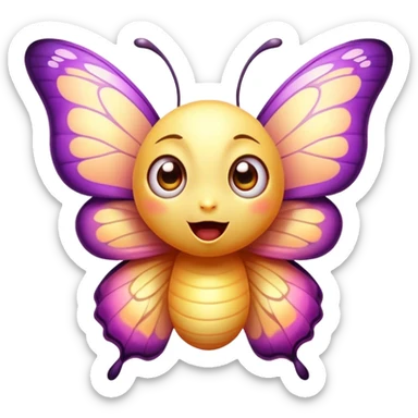 Cinematic Cheeky Butterfly Portrait Emoji, Head tilted dramatically with an exaggeratedly surprised expression, featuring a petite, vibrant body with wide, comically expressive eyes full of playful mischief and animated, fluttering wings, Simplified yet hilariously expressive features, highly detailed, glowing with a slightly sassy pastel glow, high shine, dramatic yet playful, stylized with an air of cheeky garden mischief, soft glowing outline, capturing the essence of a meme-worthy butterfly that looks ready to flutter its way into viral fame! sticker