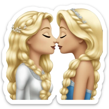 2 women princesses couple blonde kiss sticker