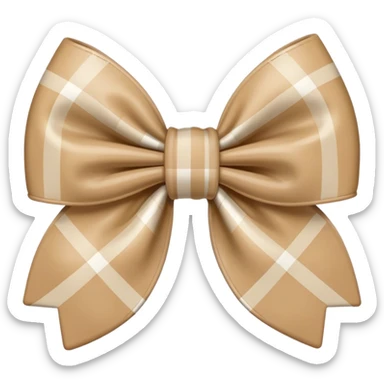 beige plaid bow sticker