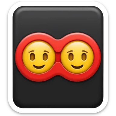 A wawy black and a red rectangle and a yellow circle sticker