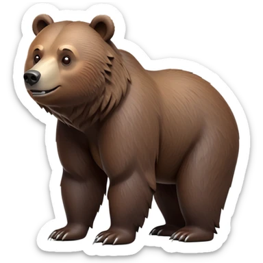 cinematic-[grizzly bear]-realistic-full-body-standing on all fours-emoji,-tail-tucked-close,-head-tilted-dramatically,-thick-[dark brown]-fur,-simplified-yet-realistic-focused-features,-highly-detailed,-glowing-with-an-almost-sarcastic-glow sticker