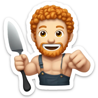 Make a emoji of a ginger curly headed guy hitting steak with his fist sticker