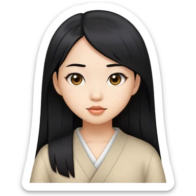 an asian girl with straight black hair sticker