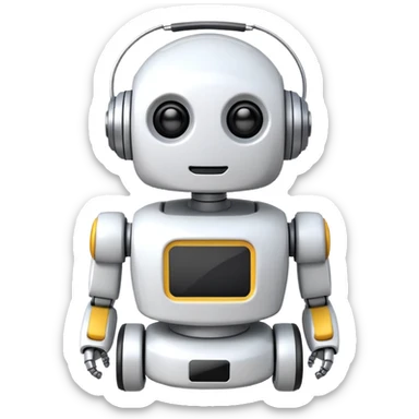 robot cartoon simple kid toy white innocent funny gudget chatGPT round adorable music_lover sticker