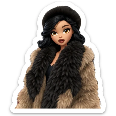 girl in fur coat at night sticker