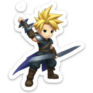 cloud strife with massive sword sticker