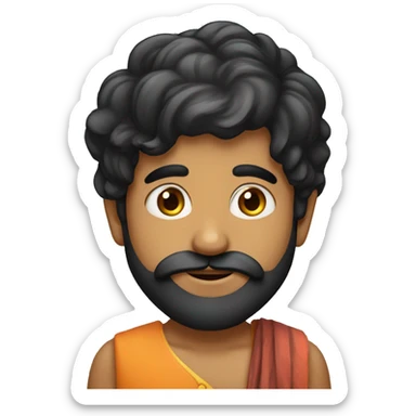 Hindu boy with tilak black hairs beard mustache sticker