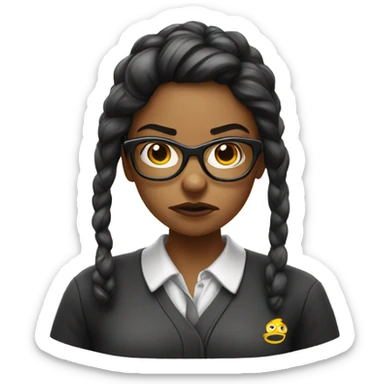 angry university girl with glassess sticker