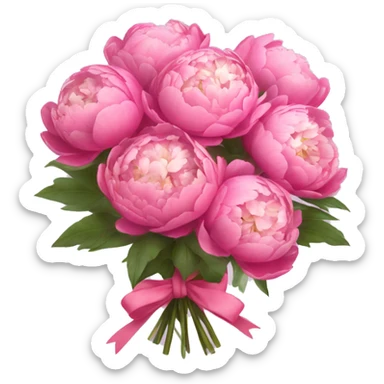 a bouquet of peonies with a little coquette bow sticker