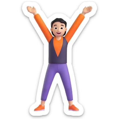 person with arms up in a happy dance sticker