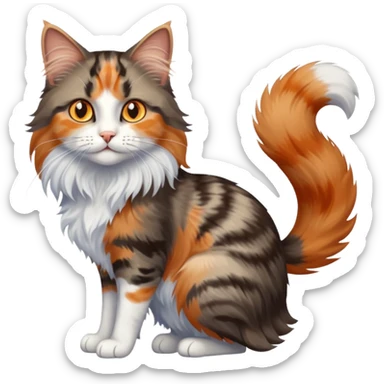 longhair calico cat with blue eyes and longhair grey tabby cat with orange eyes playing together sticker