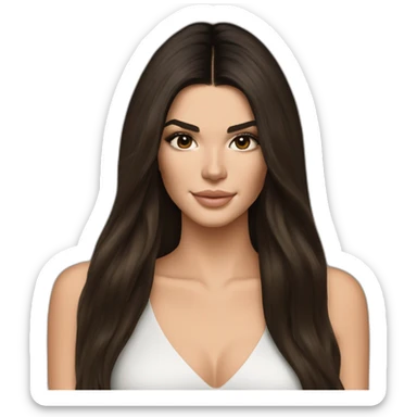 brunette Kendall Jenner with long hair with iPad sticker
