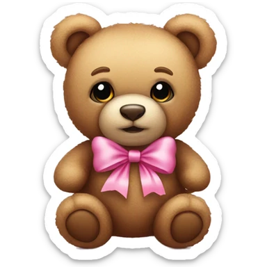 teddy bear with pink bow sticker