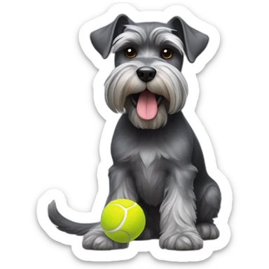 Full body schnauzer tennis ball in mouth sticker