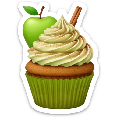 cupcake with cinnamon chai dust and green apple on top sticker