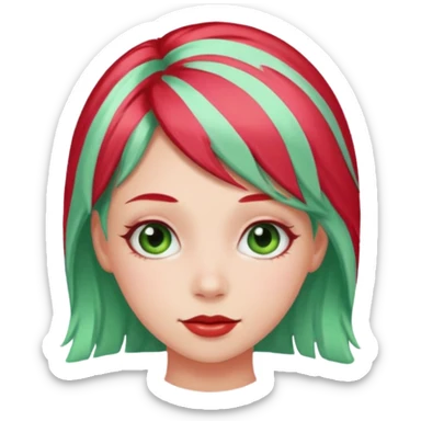 girl with peppermint hair  sticker