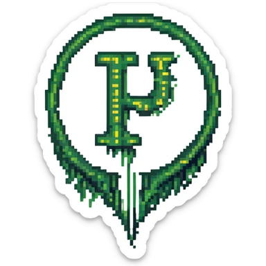 a custom emoji that combines the π (pi) math symbol, binary code, and a magical cloud or digital mist emerging from it. sticker