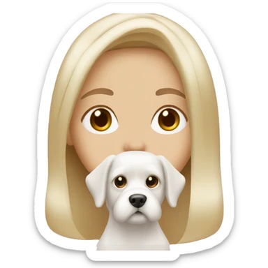 Blonde girl with brown eyes and white Maltese boy dog sticker