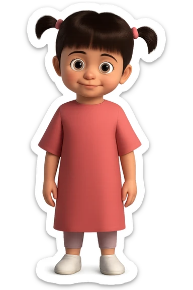 Repose the girl so she is standing straight, facing forward with arms relaxed at her sides, keeping the style and quality the same as the original image. sticker