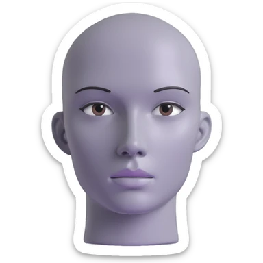 grey mannequin face, 3D style, stylized features, glossy finish sticker