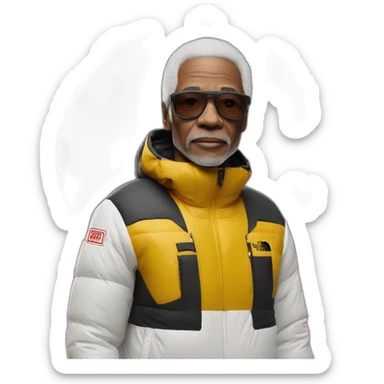 60 years old white french with supreme x north face outfit sticker