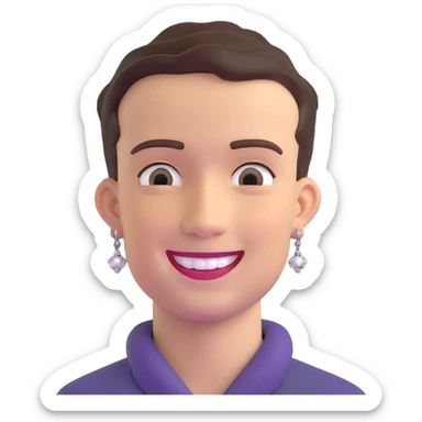 smiling man with earrings, short hair sticker