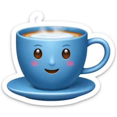 blue coffee cup with steam sticker