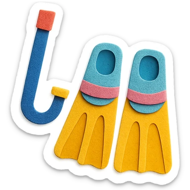 colorful and playful snorkel and flippers in paper-craft style sticker