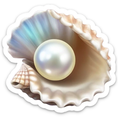 Sea shell with pearl sticker