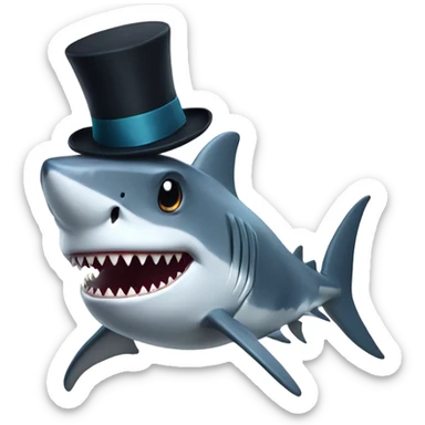 Shark with a top hat sticker