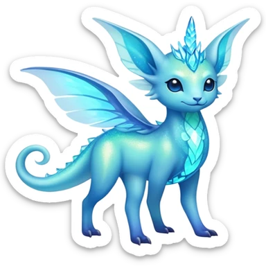 Shiny Exotic Colorful Neon-colored Ethereal Sparkly Amaura-Aurorus-Fakémon-hybrid-creature (full body)  sticker