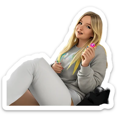blonde girl with multicolored hair sticker