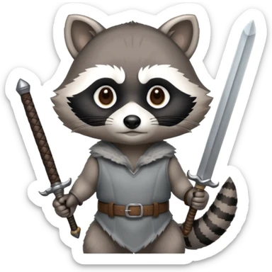 raccoon with a sword sticker