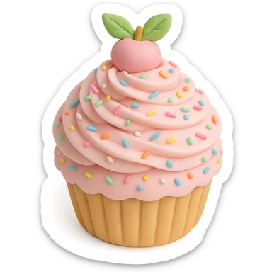 Add colorful sprinkles to the pink icing, keep the fondant cake art style and transparent background. sticker