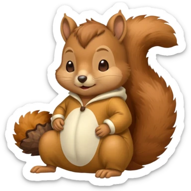 squirrel in acorn pajama suit snoring sticker