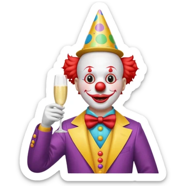 Clown on New Year’s Eve 2026 standing up  sticker
