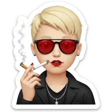 boy with piercing sunglasses blood smoking cigarette sticker