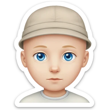 Bald blue eyed boy in hat sticker