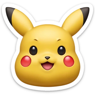 emoji of metamorph (ditto) with pikachu features yellow color, red cheeks, black tips of ears sticker