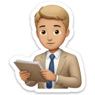 male office worker reviewing paperwork sticker