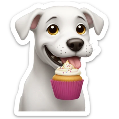 dog eating cupcake sticker