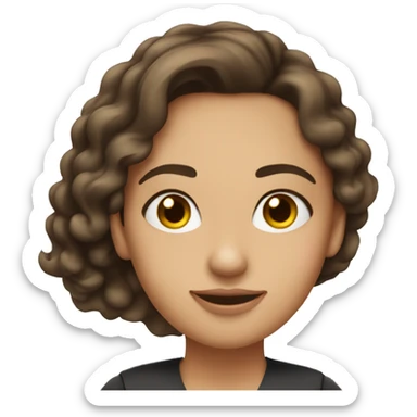 mujer joven piel blanca, cabello brunette ondulado sticker