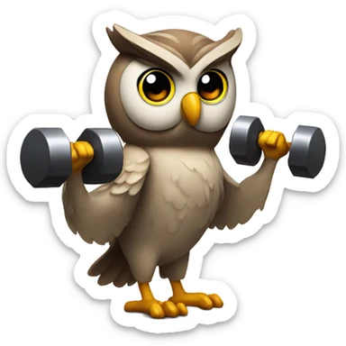 owl lifts dumbbells sticker