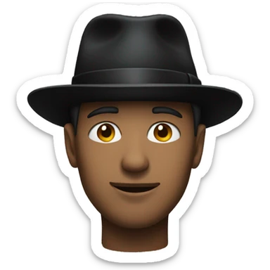 a man wearing a black hat and closing eyes sticker