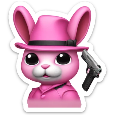 gangster pink bunny with a gun  sticker